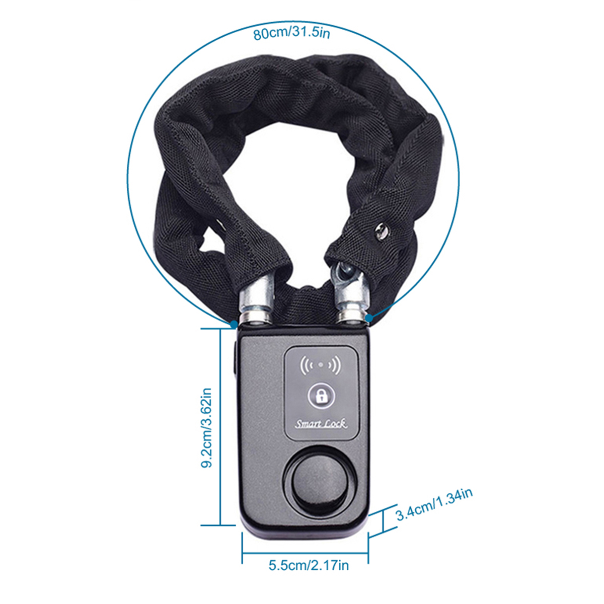 Security Chain Door - กุญแจล็อคโซ่บลูทูธอัจฉริยะ สำหรับจักรยาน/มอเตอร์ไซค์/ประตู พร้อมระบบกันขโมยเสียงดัง 110 เดซิเบล ควบคุมผ่านแอพโทรศัพท์