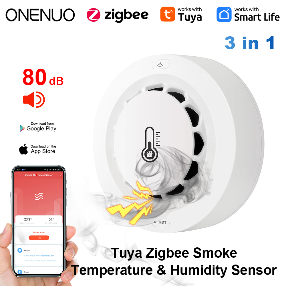 Tuya Zigbee BT สองการเชื่อมต่อ - Smoke Detector Interconnected บทวิจารณ์และราคา